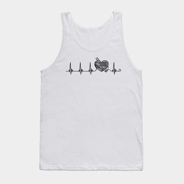 Knitting Sewing Crocheting with Passion Heartbeat Dark Tank Top by Gift Designs